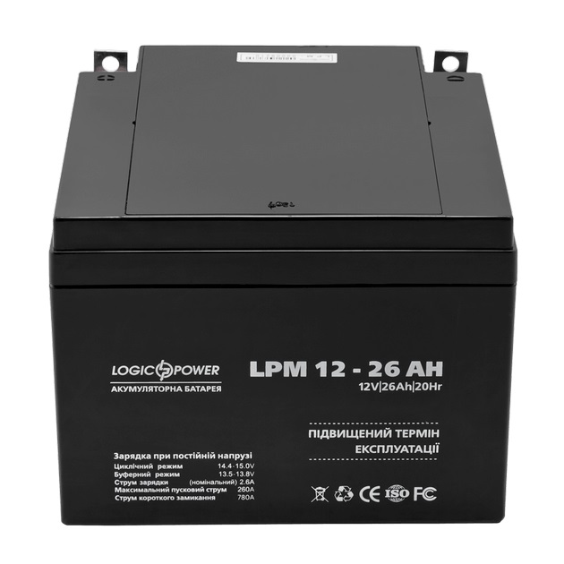 Акумуляторна батарея LogicPower LPM 12V 26AH (LPM 12 - 26 AH) AGM