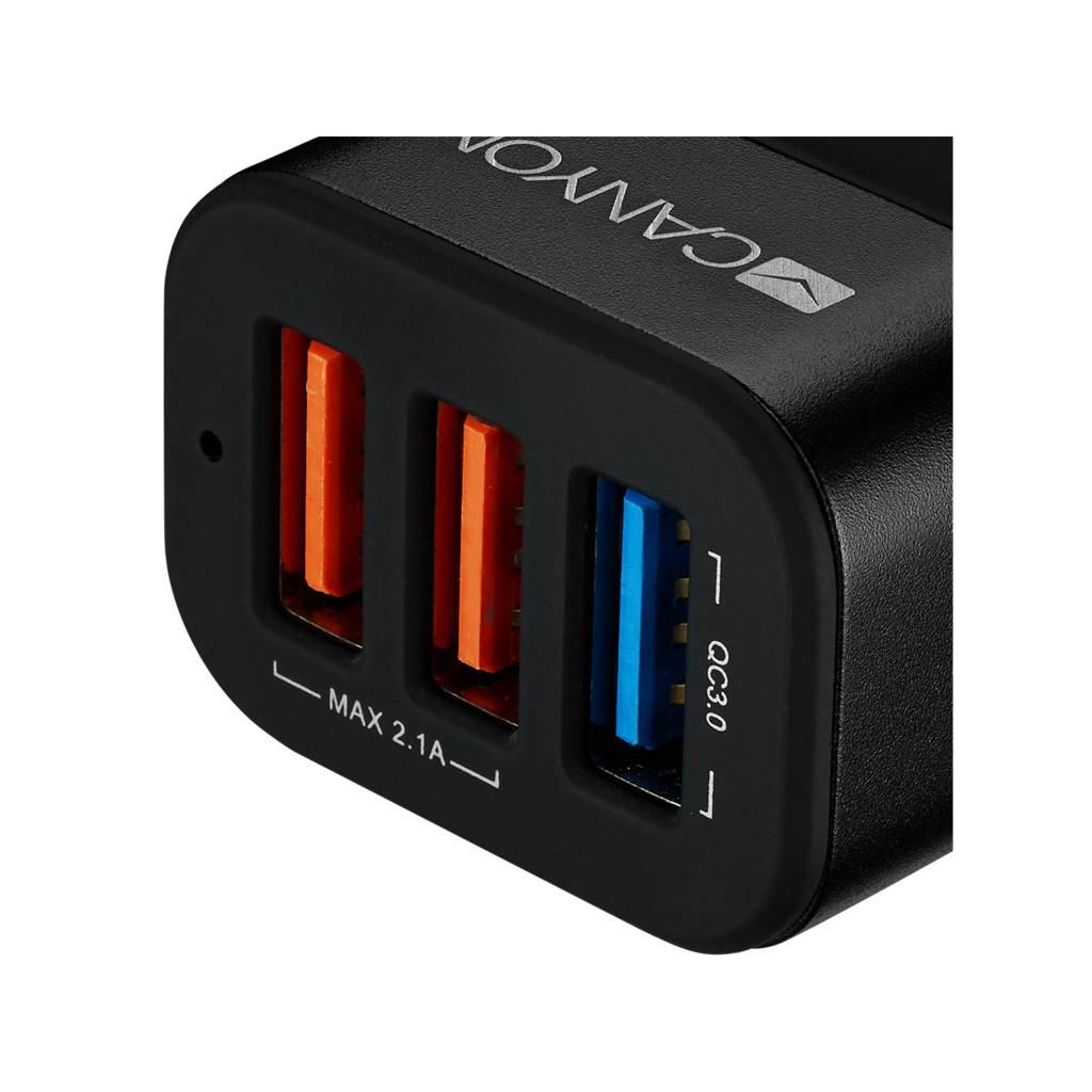 Автомобильний зарядний пристрій Canyon (3USB, 2.1A) Black (CNE-CCA07B)