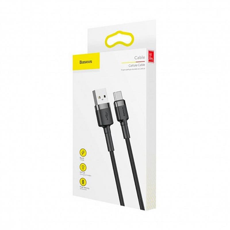 Кабель Baseus Cafule USB-USB-C, 1м Grey/Black (CATKLF-BG1)