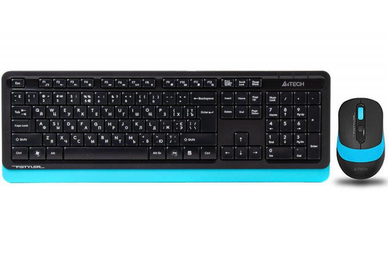 Комплект (клавіатура, мишка) бездротовий A4Tech FG1010 Black/Blue USB