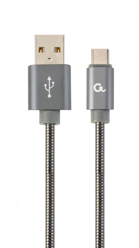 Кабель Cablexpert USB - USB Type-C V 2.0 (M/M), 1 м, сірий (CC-USB2S-AMCM-1M-BG) 