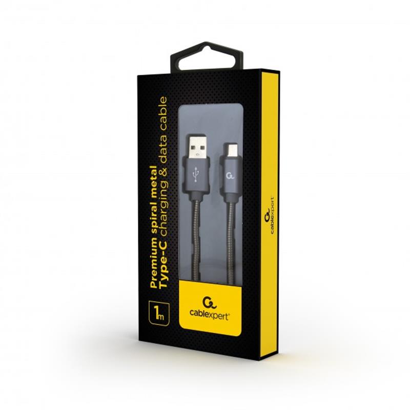 Кабель Cablexpert USB - USB Type-C V 2.0 (M/M), 1 м, сірий (CC-USB2S-AMCM-1M-BG) 