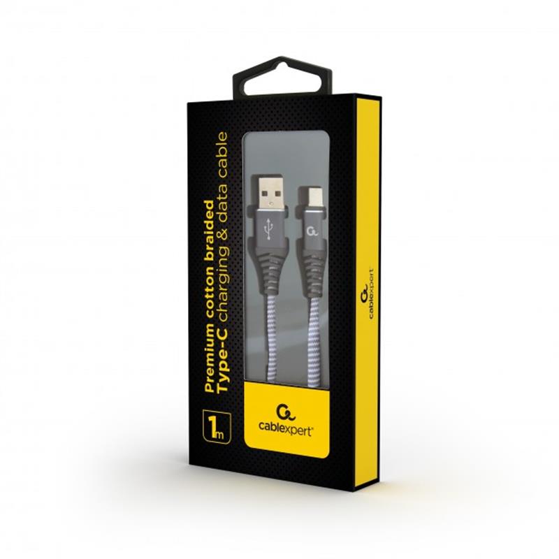 Кабель Cablexpert USB - USB Type-C V 2.0 (M/M), преміум, 1 м, сірий (CC-USB2B-AMCM-1M-WB2) 