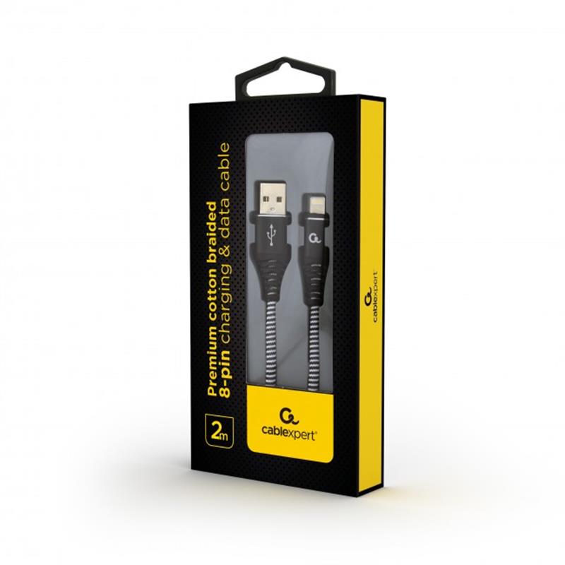 Кабель Cablexpert USB - Lightning (M/M), преміум, 2 м, чорний (CC-USB2B-AMLM-2M-BW)