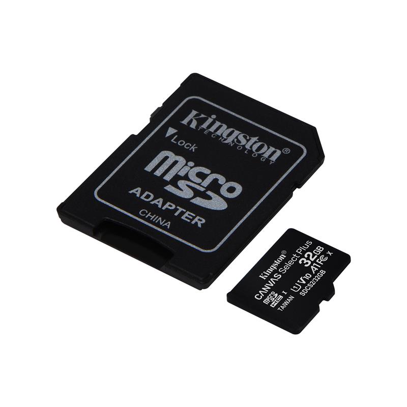 Карта пам`яті MicroSDHC 32GB UHS-I Class 10 Kingston Canvas Select Plus R100MB/s + SD-адаптер (SDCS2/32GB)