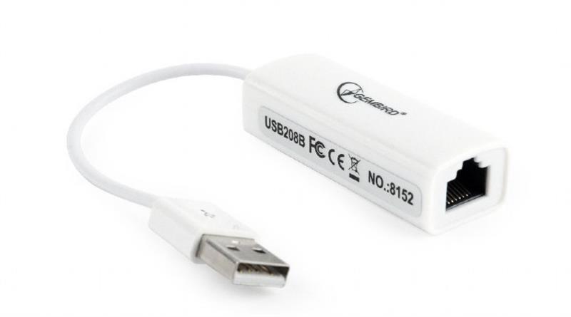 Сетевой адаптер Gembird (NIC-U2-02) USB - Fast Ethernet, белый Сетевой адаптер Gembird (NIC-U2-02) USB - Fast Ethernet, белый