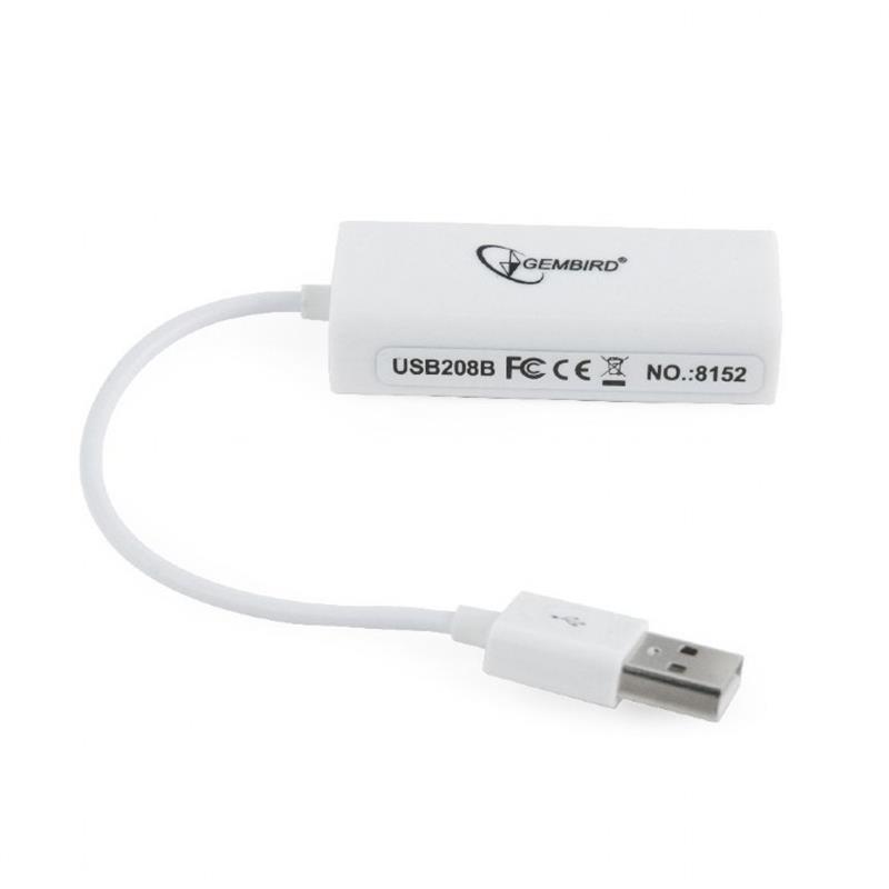 Сетевой адаптер Gembird (NIC-U2-02) USB - Fast Ethernet, белый Сетевой адаптер Gembird (NIC-U2-02) USB - Fast Ethernet, белый