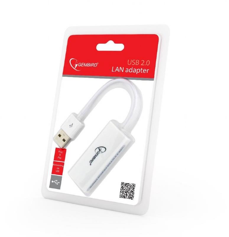 Сетевой адаптер Gembird (NIC-U2-02) USB - Fast Ethernet, белый Сетевой адаптер Gembird (NIC-U2-02) USB - Fast Ethernet, белый