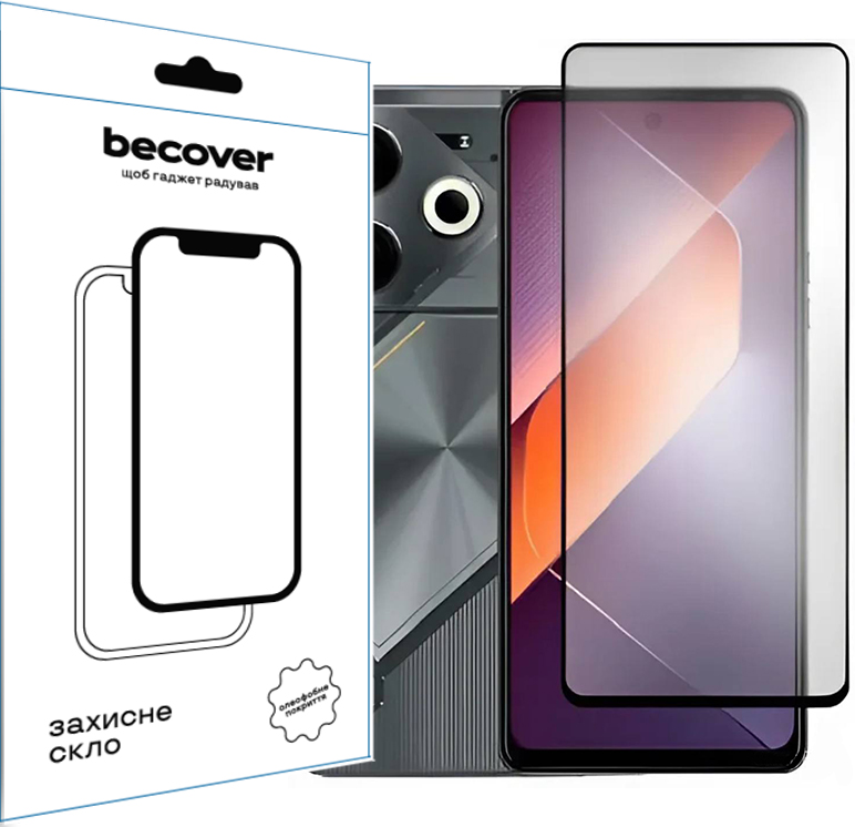 Защитное стекло BeCover для Tecno Pova 6 (LI7) Black (711580) Защитное стекло BeCover для Tecno Pova 6 (LI7) Black (711580)