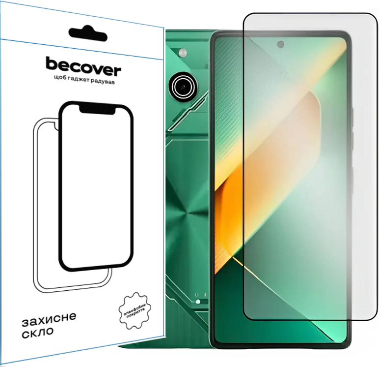 Защитное стекло BeCover для Tecno Pova 6 Neo (LI6) Black (711581) Защитное стекло BeCover для Tecno Pova 6 Neo (LI6) Black (711581)