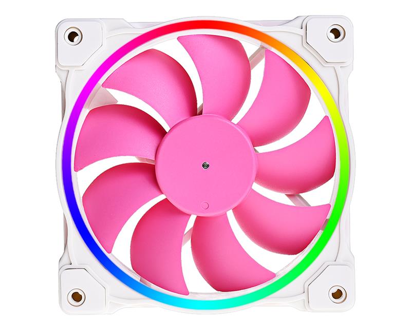 Вентилятор ID-Cooling ZF-12025-PINK ARGB (Single Pack), 120x120x25мм, 4-pin PWM, білий з рожевим