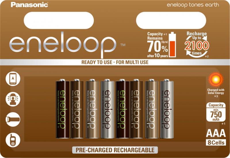 Акумулятори Panasonic Eneloop AAA/HR03 NI-MH 750 mAh BL 8 шт Tones Earth