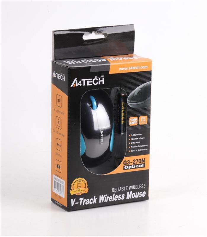 Миша бездротова A4Tech G3-270N Black/Blue V-Track