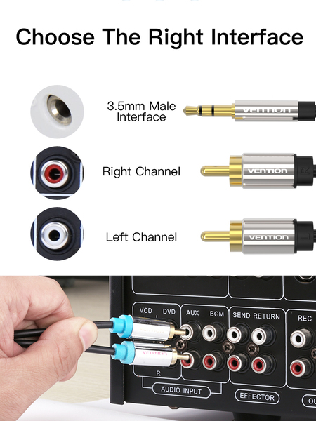 Кабель Vention 3.5 мм - 2xRCA (M/M), 2 м, Black (BCFBH)