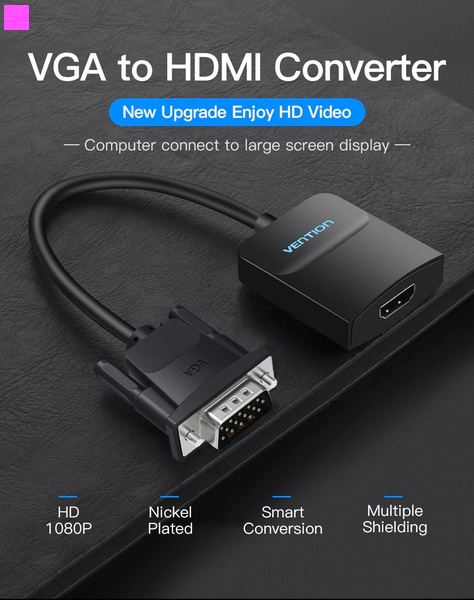 Адаптер Vention VGA-HDMI, 0.2 m, зі звуком і живленням (ACNBB)