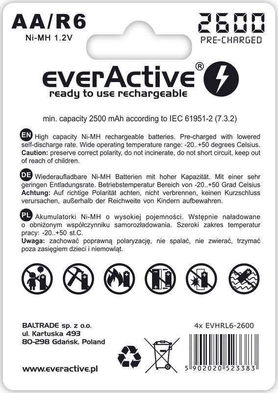 Акумулятор everActive AA/HR06 Ni-MH 2600mAh BL 4шт