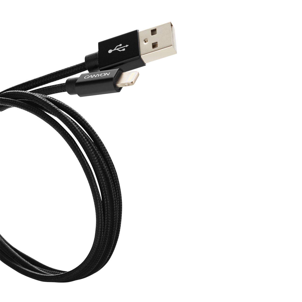 Кабель Canyon USB - Lightning 0.96м, Black (CNS-MFIC3B) в обплетеннi