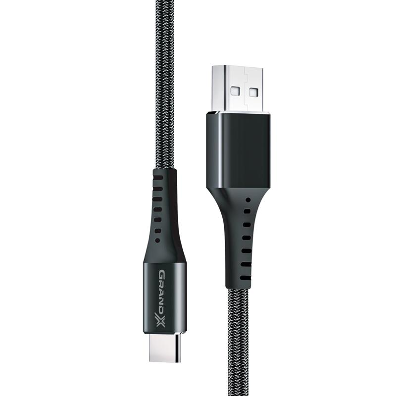 Кабель Grand-X USB - USB Type-C (M/M), 3 A, Fast Сharge, 1.2 м, Black (FC-12B)