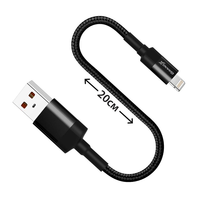 Кабель Grand-X USB - Lightning (M/M), Cu, Power Bank, 0.2 м, Black (FM-20L)