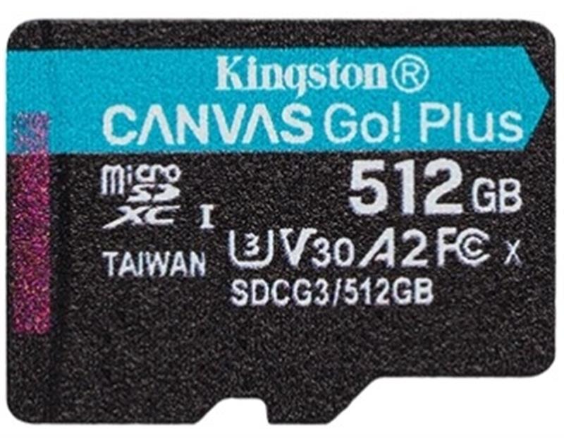 Карта пам`яті MicroSDXC 512GB UHS-I/U3 Class 10 Kingston Canvas Go! Plus R170/W90MB/s (SDCG3/512GBSP)