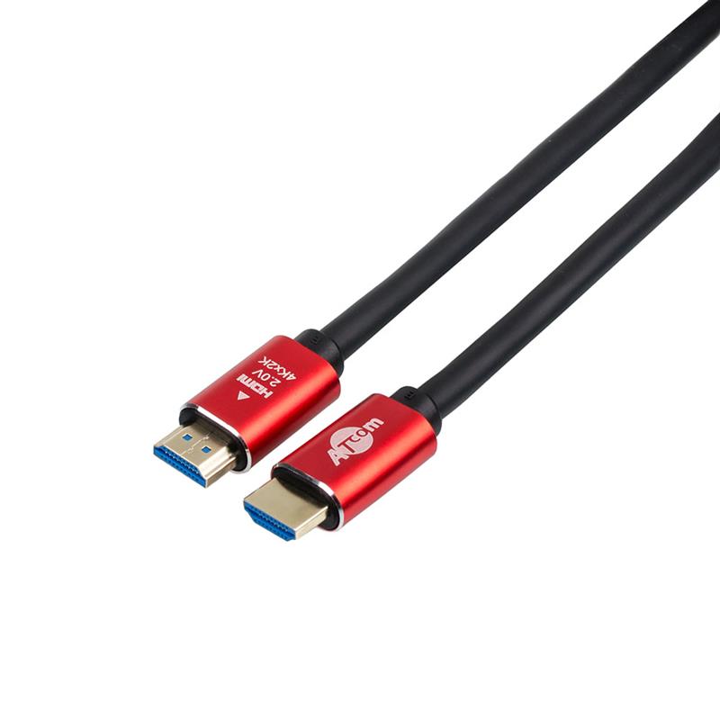 Кабель Atcom HDMI - HDMI V 2.0 (M/M), 4K, 2 м, чорний/червоний (24942) пакет 