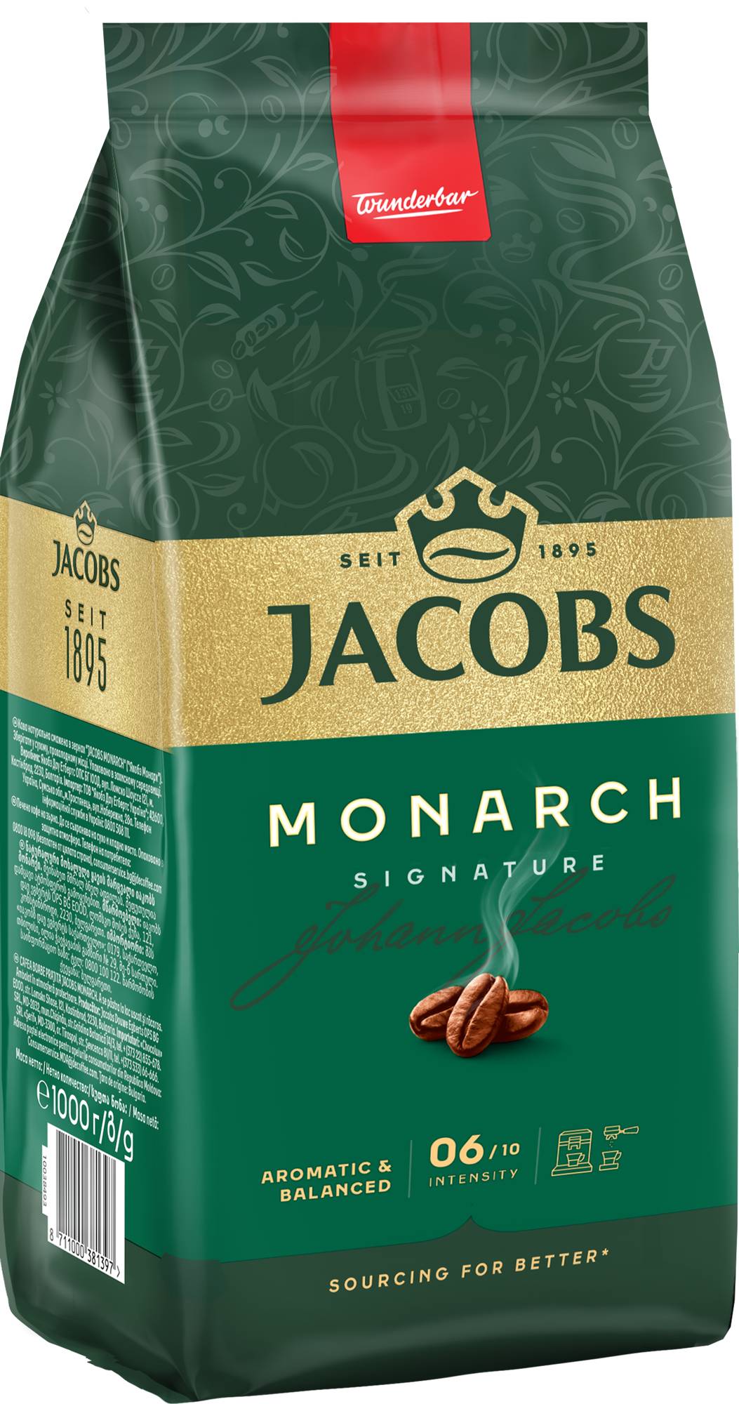 Кофе в зернах Jacobs Monarch 1000г Кофе в зернах Jacobs Monarch 1000г