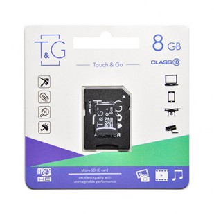 Карта пам`ятi MicroSDHC 8GB Class 10 T&G + SD-adapter (TG-8GBSDCL10-01)