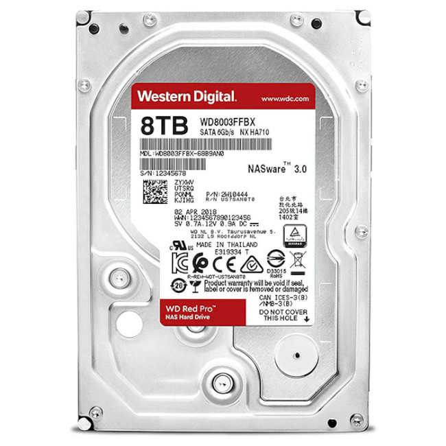 Накопичувач HDD SATA 8.0TB WD Red Pro NAS 7200rpm 256MB (WD8003FFBX)