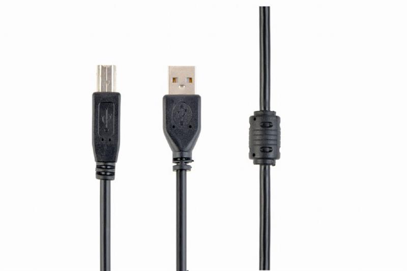 Кабель Cablexpert USB - USB Type-B V 2.0 (M/M), 3.0 м, Феритовий фільтр, чорний (CCF-USB2-AMBM-10)