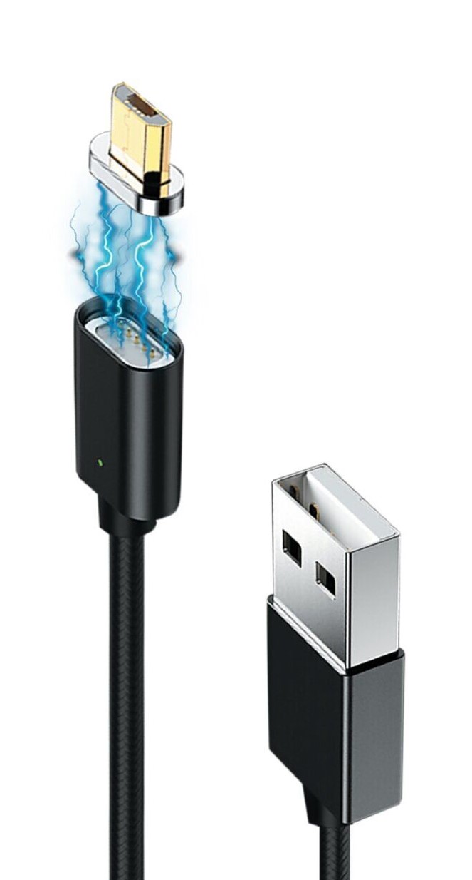 Кабель Grand-X USB - micro USB (M/M), магнитный, 1 м, Black (MG-01M)