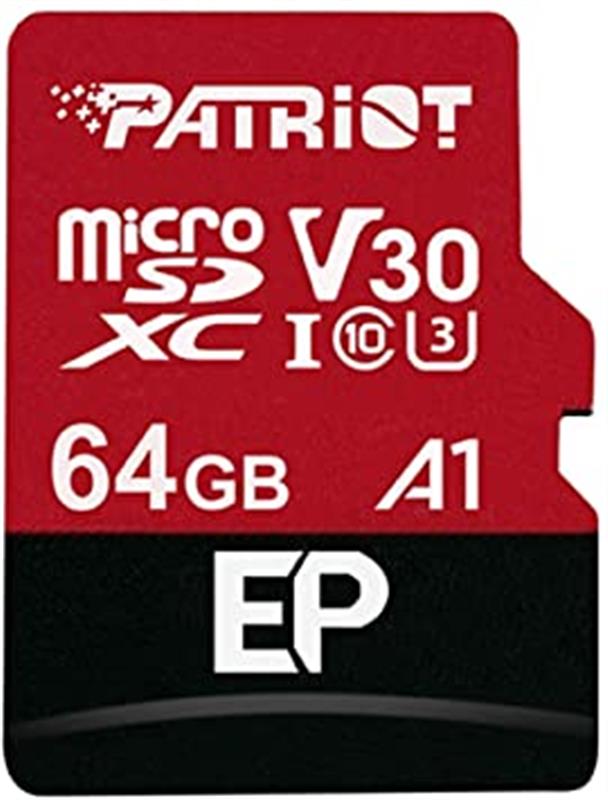 Карта пам`ятi MicroSDXC 64GB UHS-I/U3 Class 10 Patriot EP A1 R90/W80MB/s + SD-adapter (PEF64GEP31MCX)