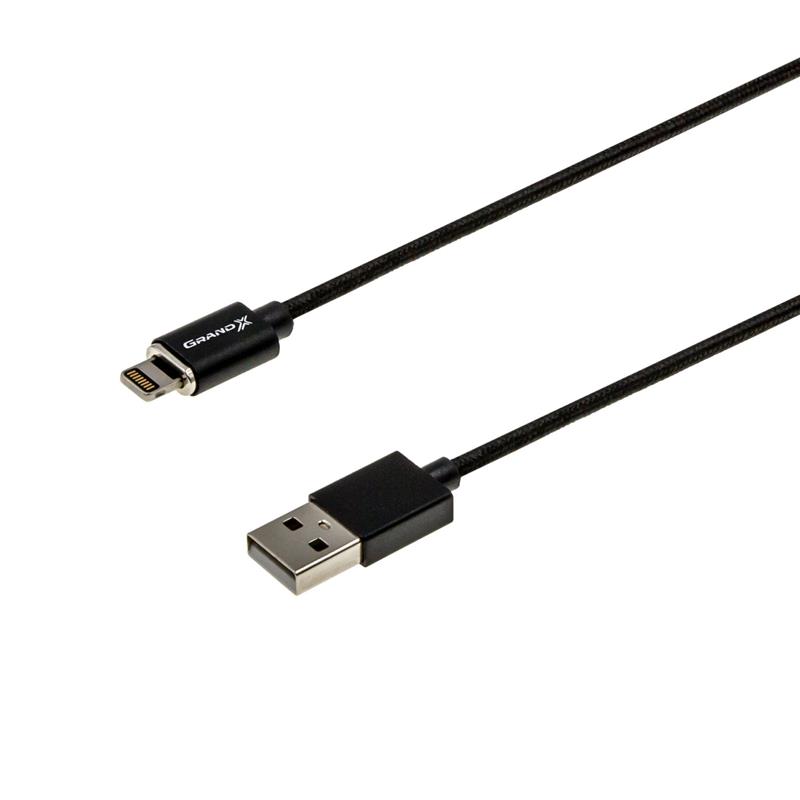 Кабель Grand-X USB - Lightning (M/M), магнітний, 1 м, Black (MG-01L)