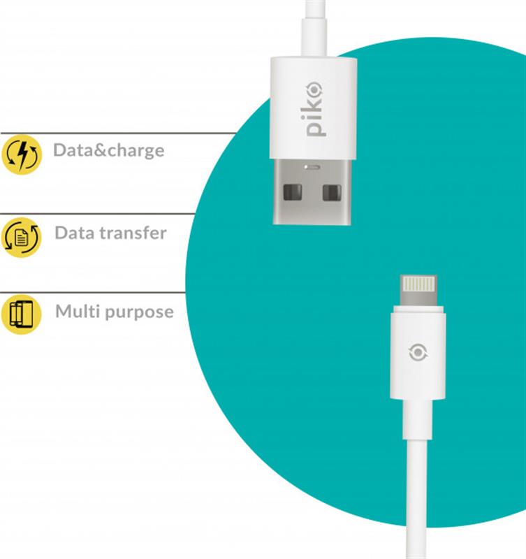 Кабель Piko CB-UL10 USB - Lightning (M/M), 0.2 м, White (1283126493836)