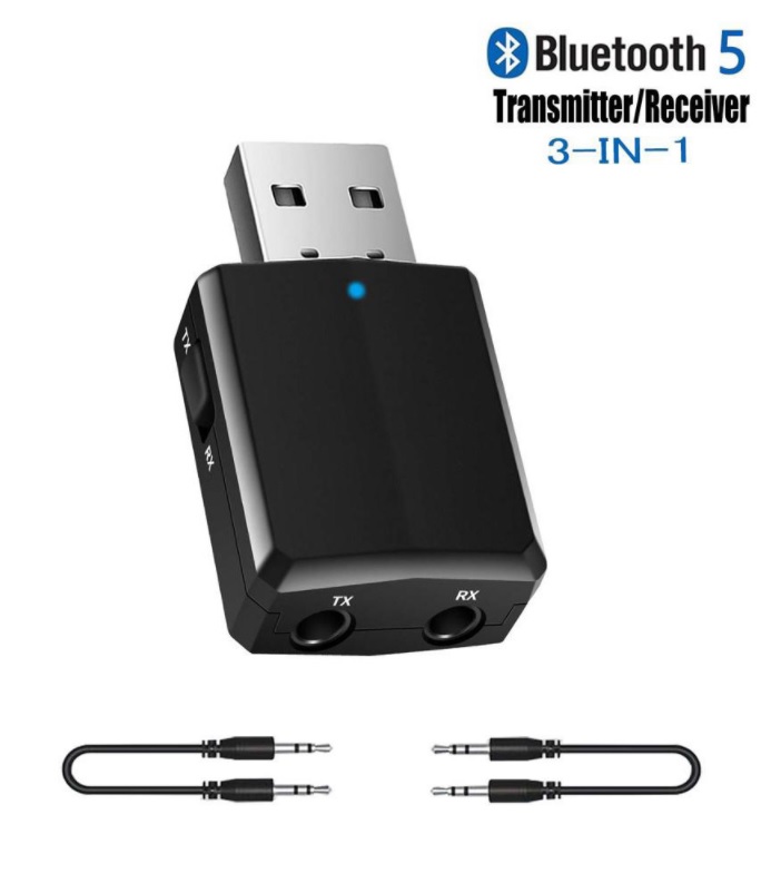 Адаптер Bluetooth 5.0 HQ-Tech ZF-169 Plus, USB power, A2DP+AVRCP, DC3.5, LED, коробка