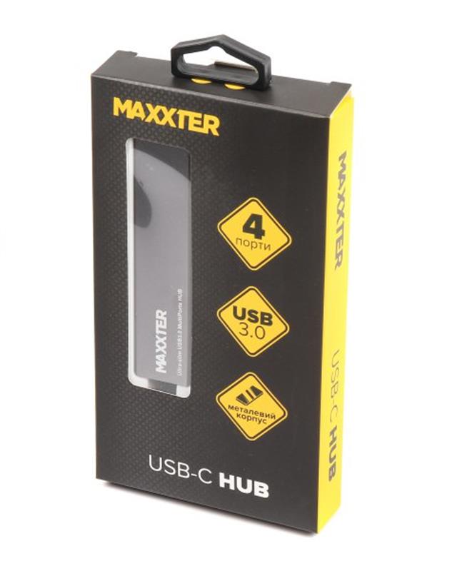 Концентратор USB Type-C Maxxter 4хUSB3.0 Dark Grey (HU3C-4P-02)