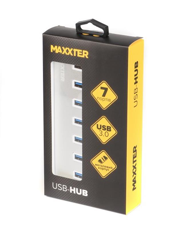 Концентратор USB 3.0 Maxxter 7хUSB3.0 Silver (HU3A-7P-01)