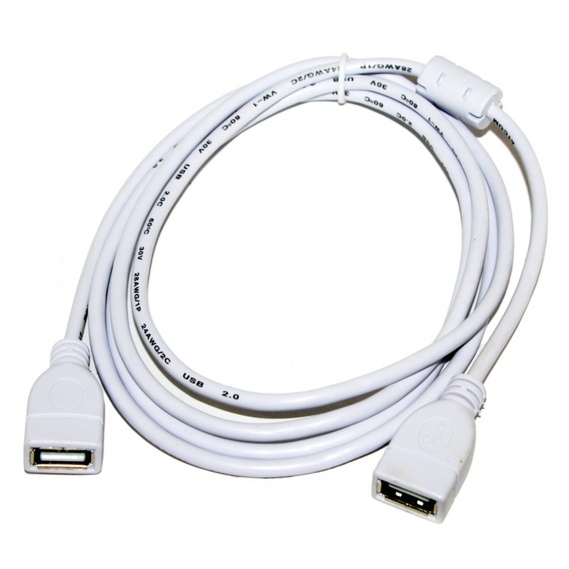 Кабель Atcom USB - USB V 2.0 (F/F), 1.8 м, white (15647)