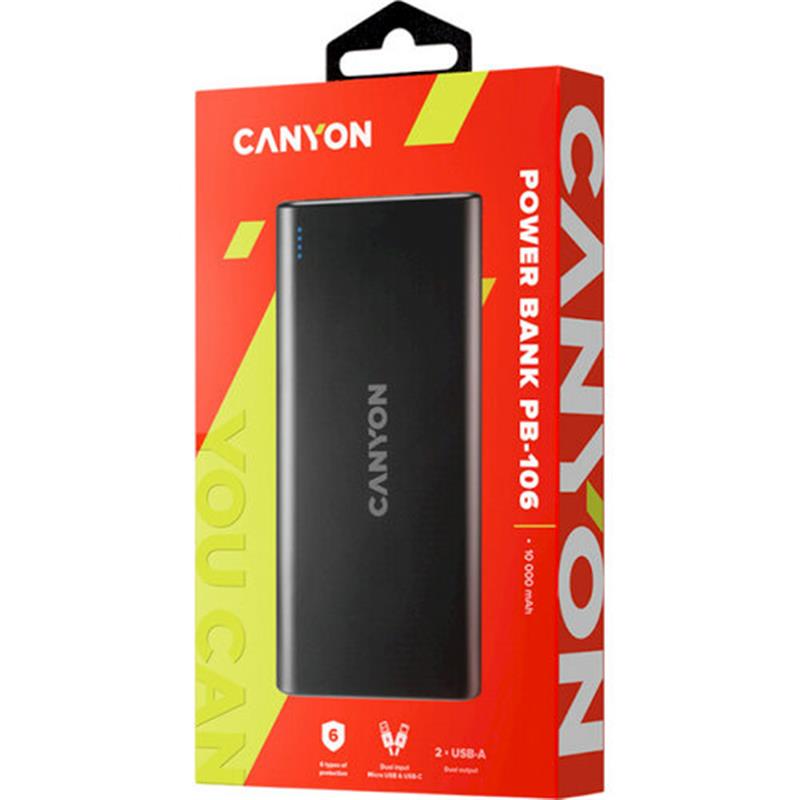 Універсальна мобільна батарея Canyon 10000mAh Black (CNE-CPB1006B)