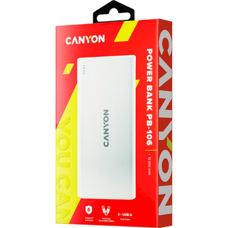 Універсальна мобільна батарея Canyon 10000mAh White (CNE-CPB1006W)