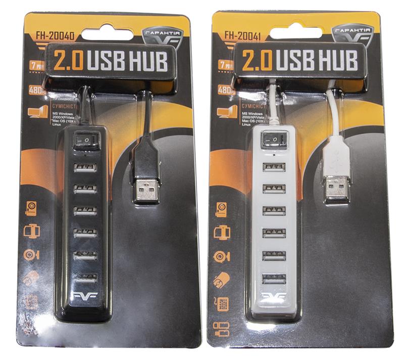 Концентратор USB 2.0 Frime 7хUSB2.0 White (FH-20041)