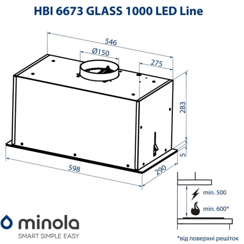 Вытяжка Minola HBI 6673 BL GLASS 1000 LED Line Вытяжка Minola HBI 6673 BL GLASS 1000 LED Line