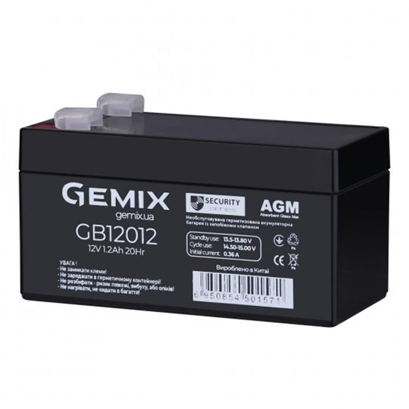 Акумуляторна батарея Gemix 12V 1.2AH (GB12012), Black, AGM