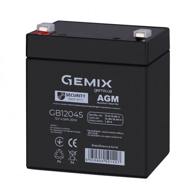 Акумуляторна батарея Gemix 12V 4.5AH (GB12045), Black, AGM