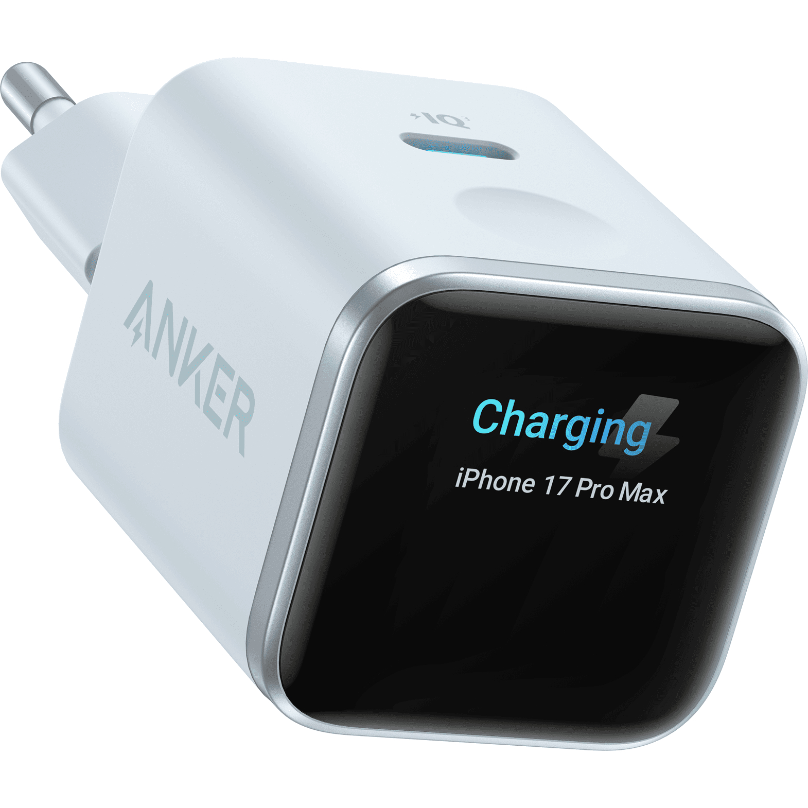 Мережевий зарядний пристрій Anker Nano Charger 45W з дисплеєм синій
