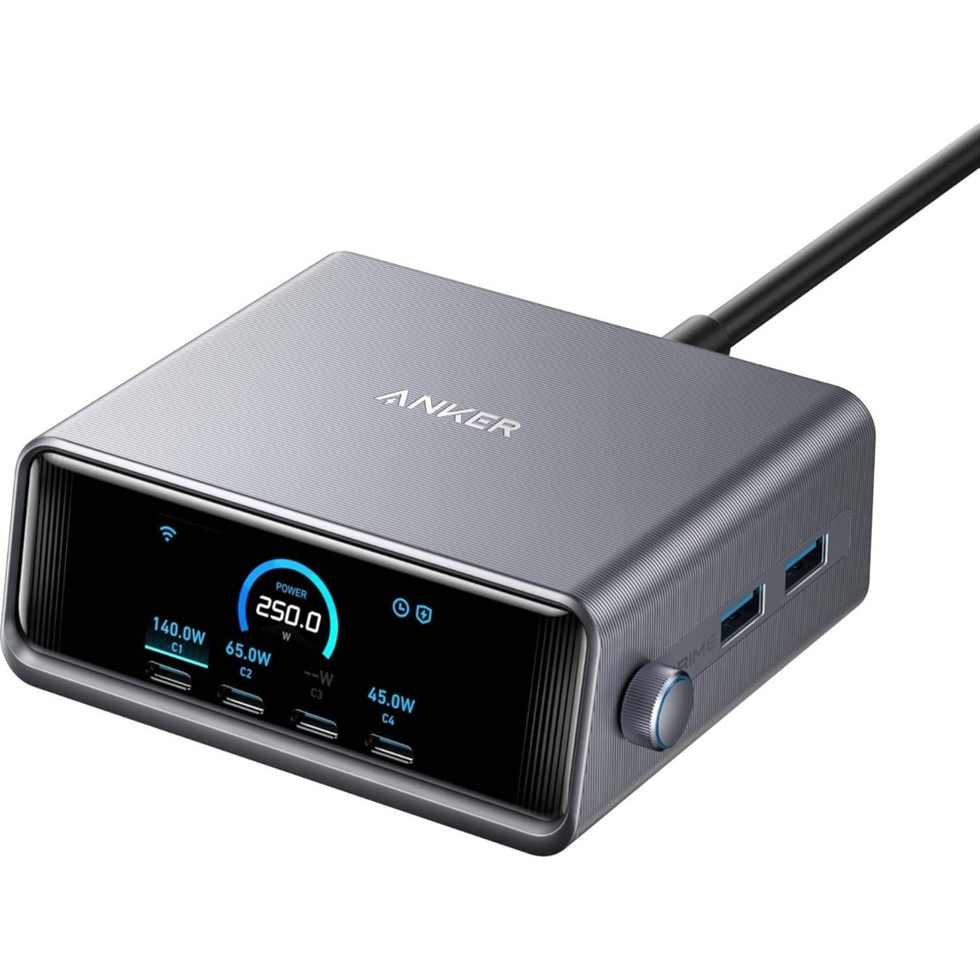 Мережевий зарядний пристрій Anker GaNPrime 250W 6 портів чорний