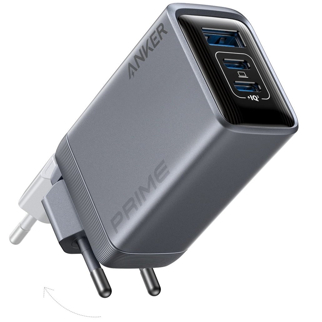 Мережевий зарядний пристрій Anker PowerPort GaNPrime 100W 2xUSB Type-C, USB Type-A Сріблястий