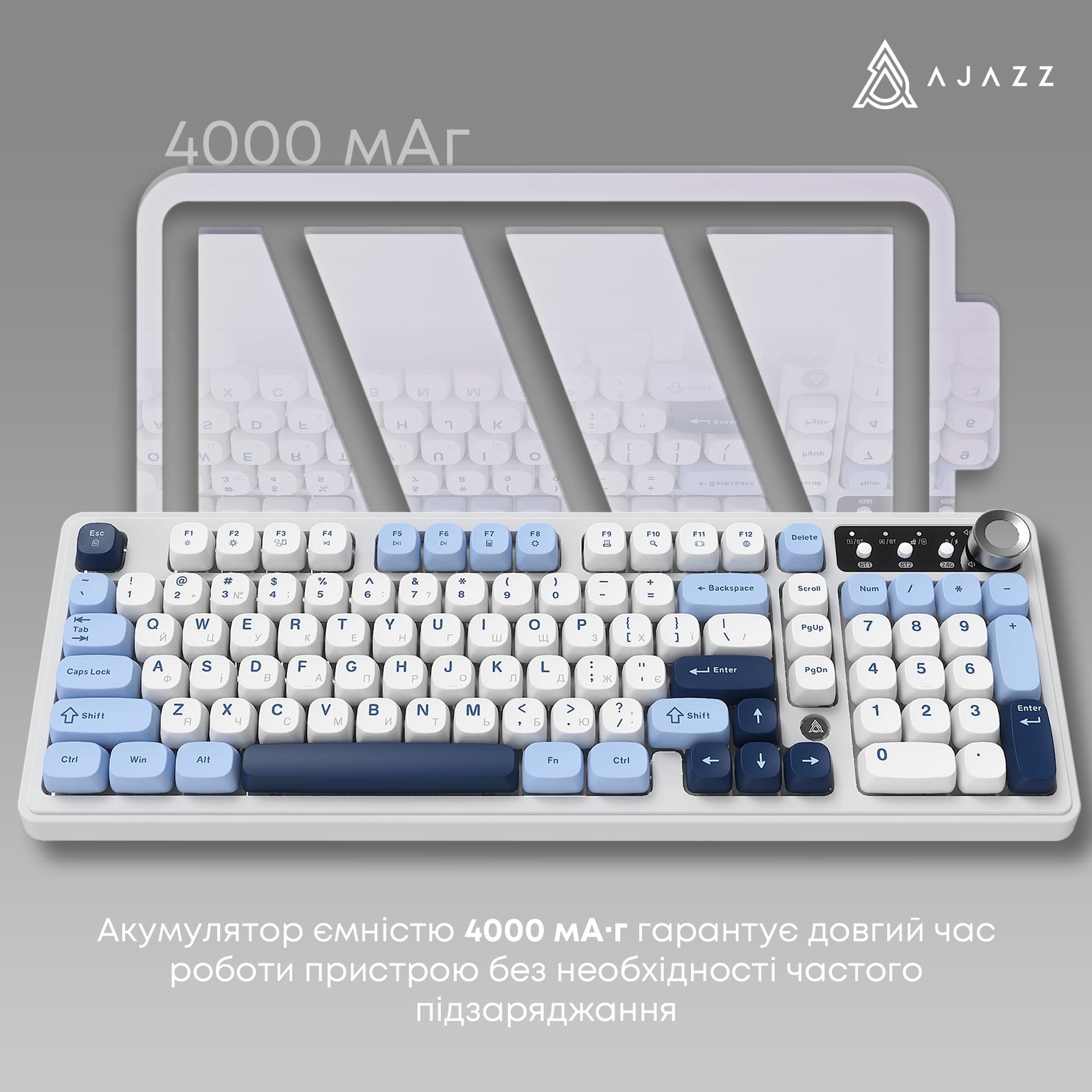 Клавиатура беспроводная Ajazz AF98 Plus Glacier Blue (AF98-PLUS-GB) Клавиатура беспроводная Ajazz AF98 Plus Glacier Blue (AF98-PLUS-GB)