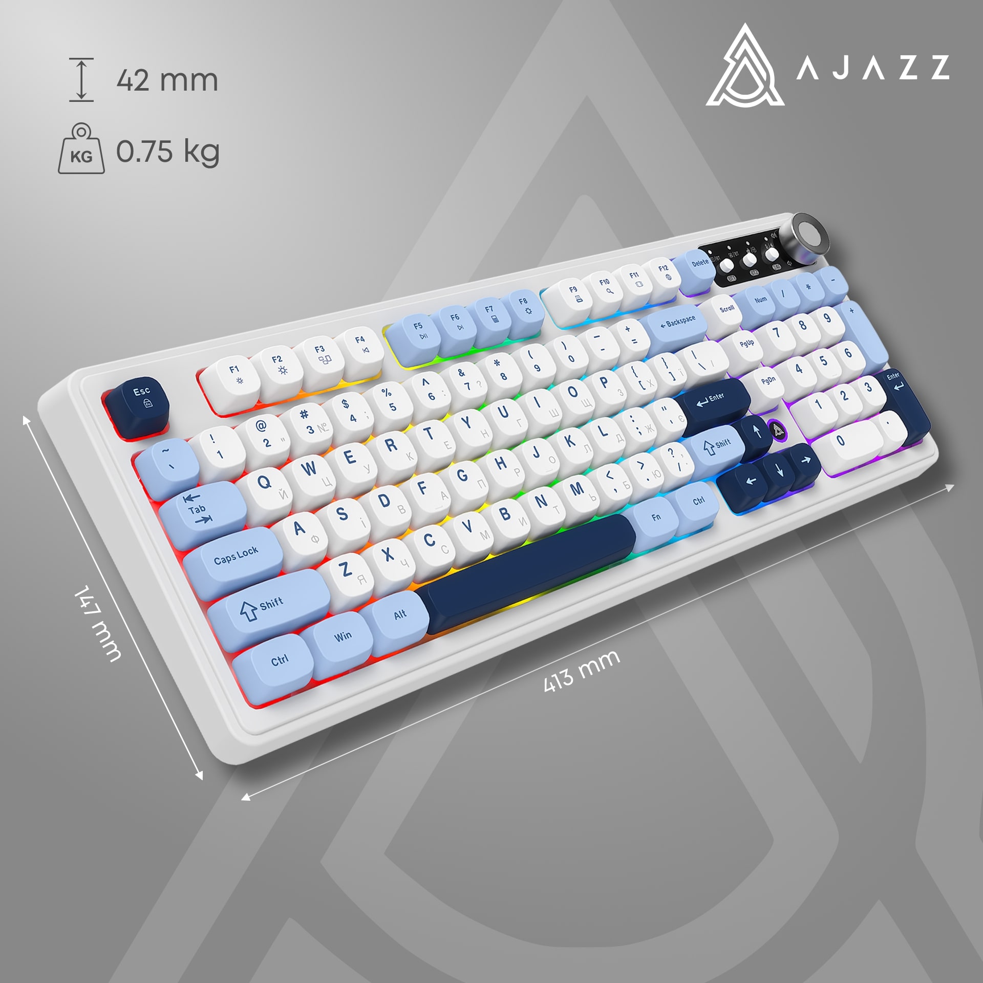 Клавиатура беспроводная Ajazz AF98 Plus Glacier Blue (AF98-PLUS-GB) Клавиатура беспроводная Ajazz AF98 Plus Glacier Blue (AF98-PLUS-GB)