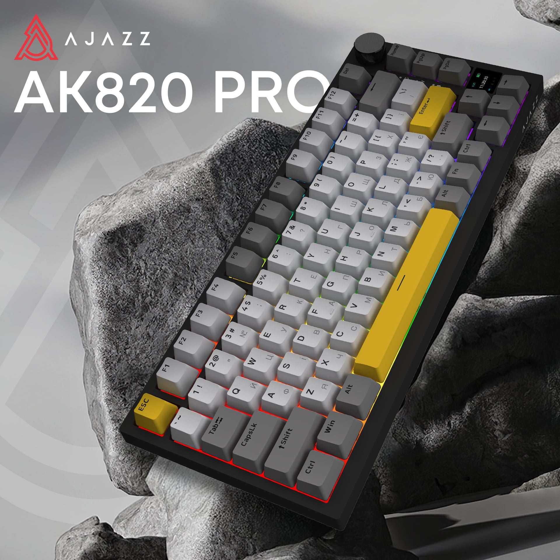 Клавиатура беспроводная Ajazz AK820 Pro Flying Fish Switch Black RGB With Screen (AK820PRO-FF-BGY) Клавиатура беспроводная Ajazz AK820 Pro Flying Fish Switch Black RGB With Screen (AK820PRO-FF-BGY)