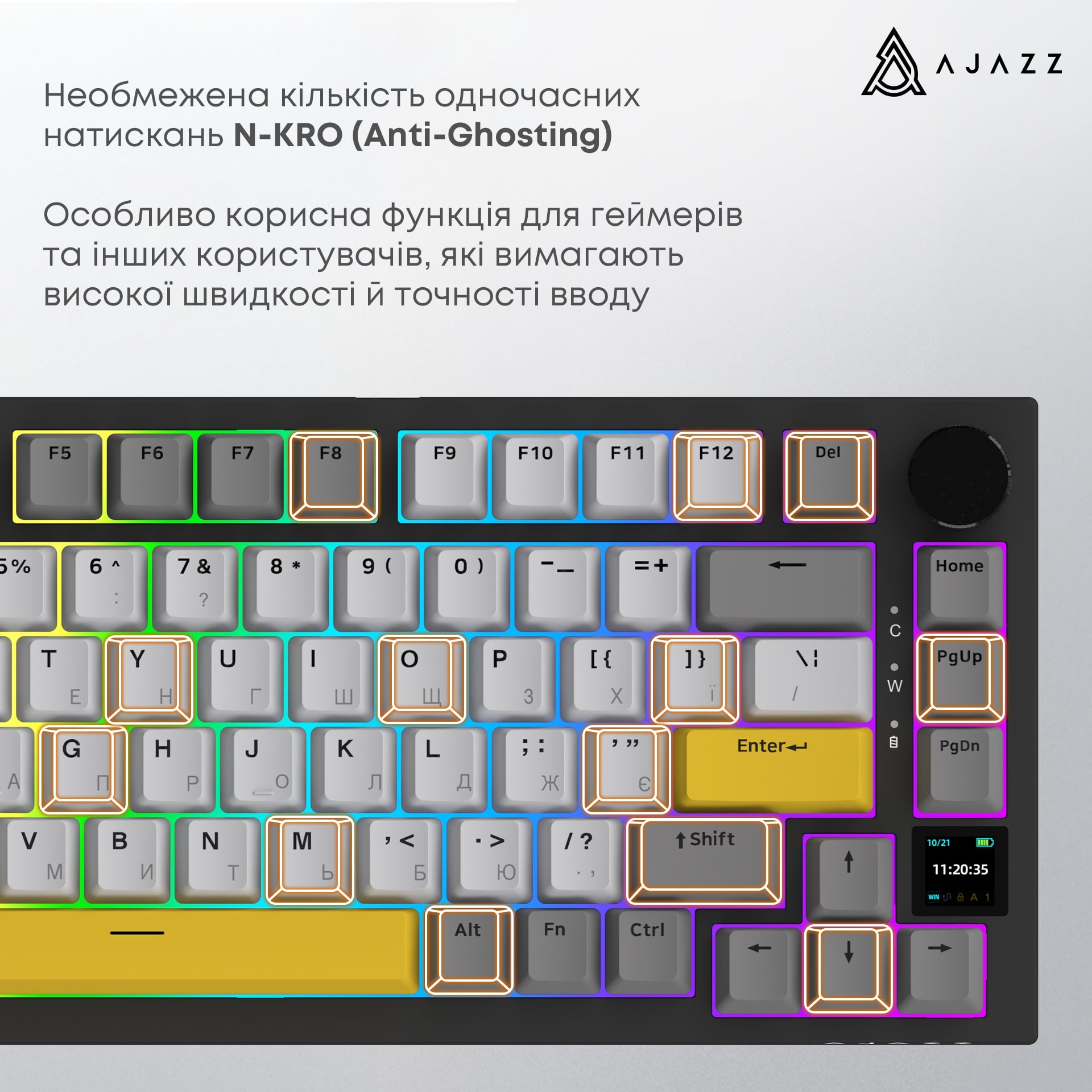 Клавиатура беспроводная Ajazz AK820 Pro Flying Fish Switch Black RGB With Screen (AK820PRO-FF-BGY) Клавиатура беспроводная Ajazz AK820 Pro Flying Fish Switch Black RGB With Screen (AK820PRO-FF-BGY)